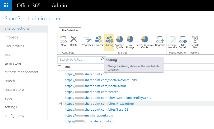 office 365 create sharepoint site