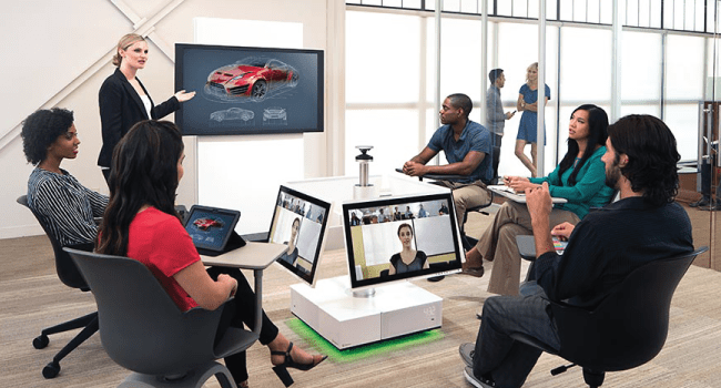 Polycom RealPresence Centro used in office meeting