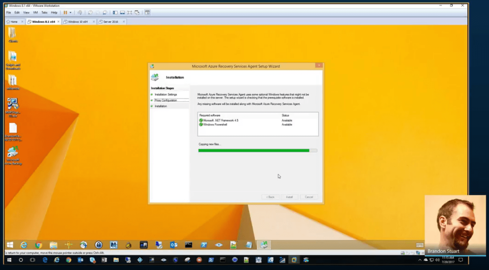 Azure Backup Deployment screenshot