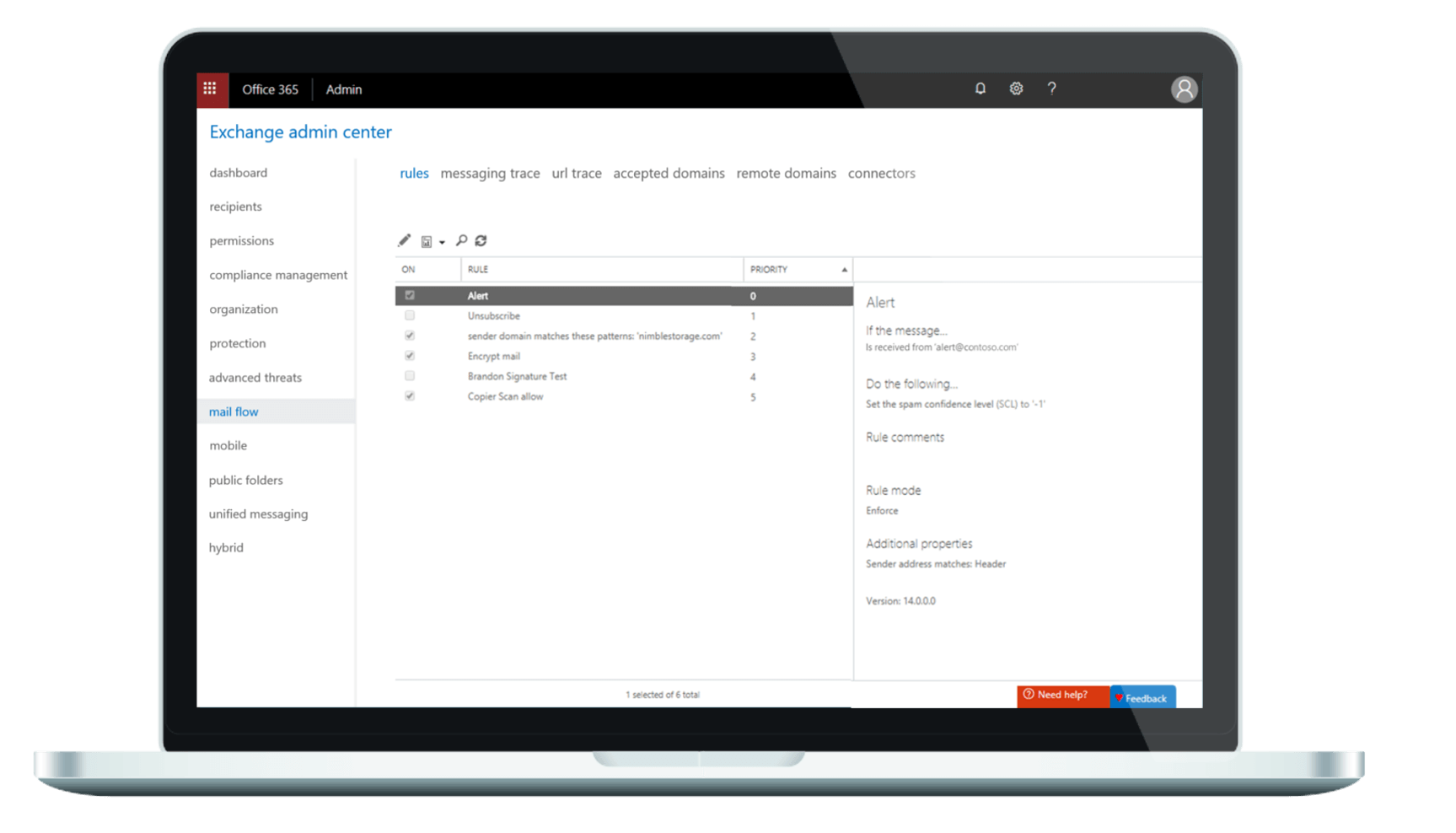 Exchange Admin Center Screenshot