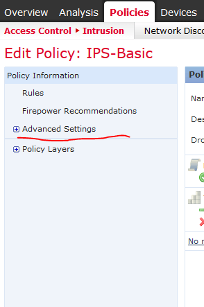 Intrusion Prevention Policy Advanced Settings