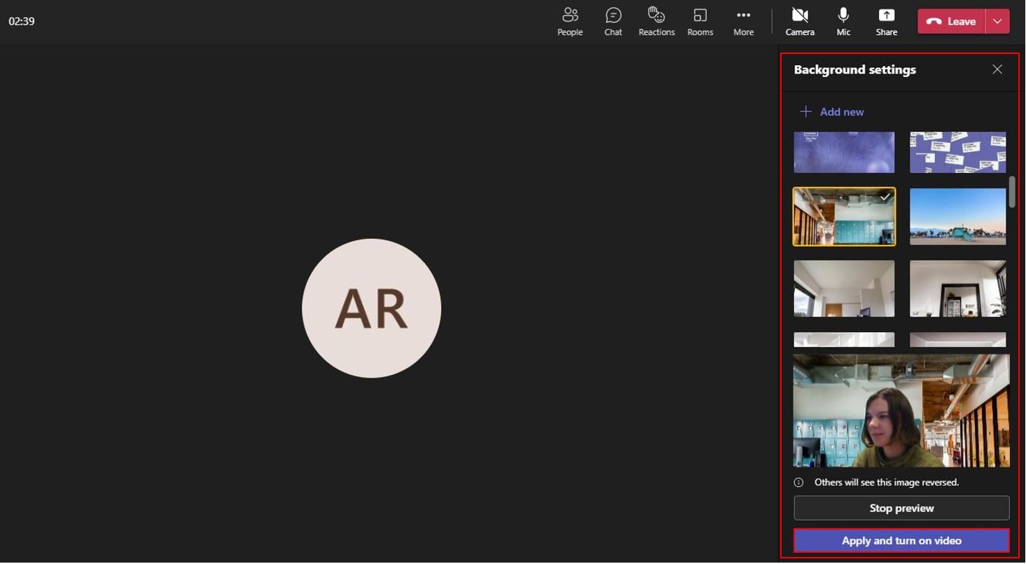 Microsoft teams how to set your video background pei