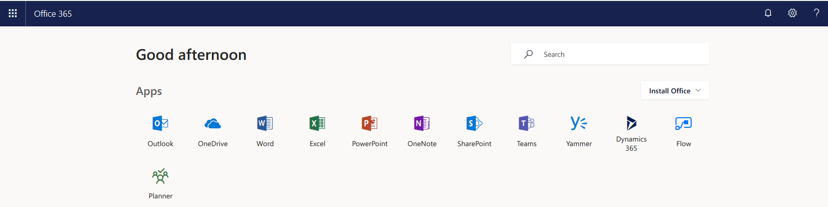 Office 365 Portal Application list