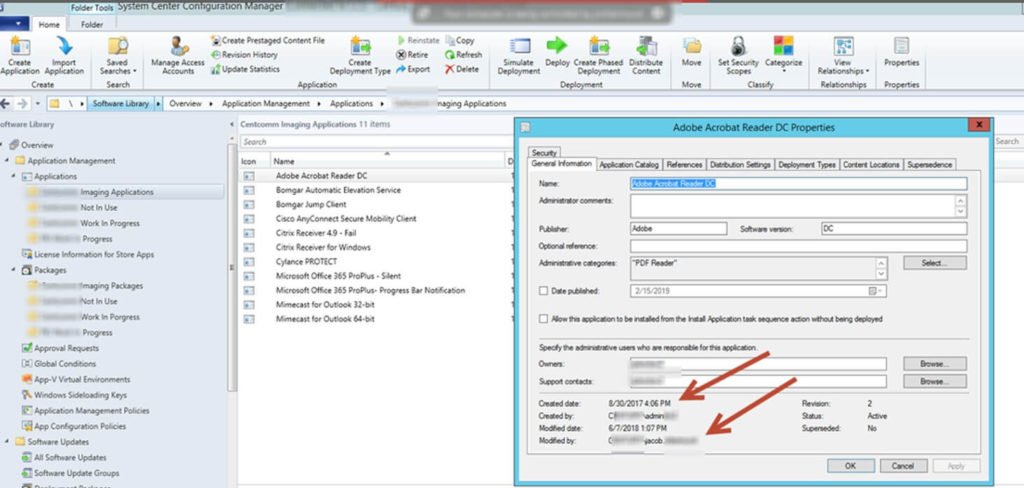 SCCM Last modified by Application