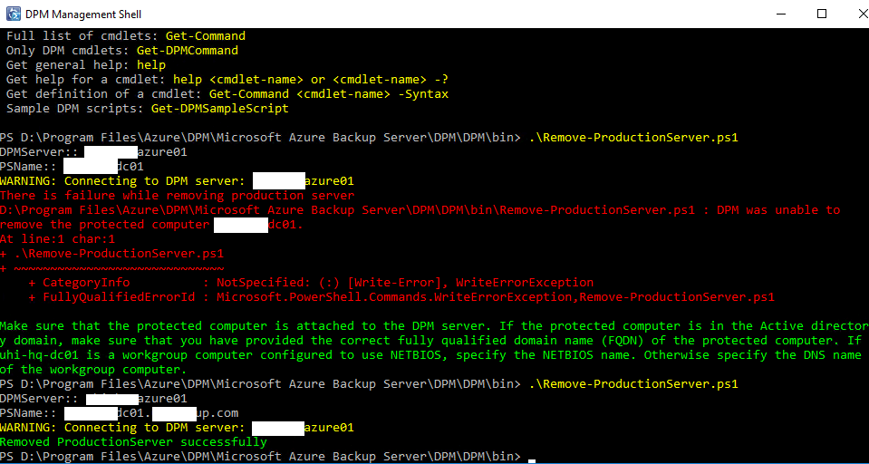 DPM Management Shell Force Remove DPM Agent screenshot